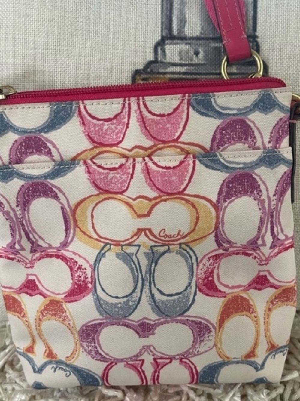 Coach Multicolor Signature Scribble Crossbody Purse Like New - Picture 5 of 15